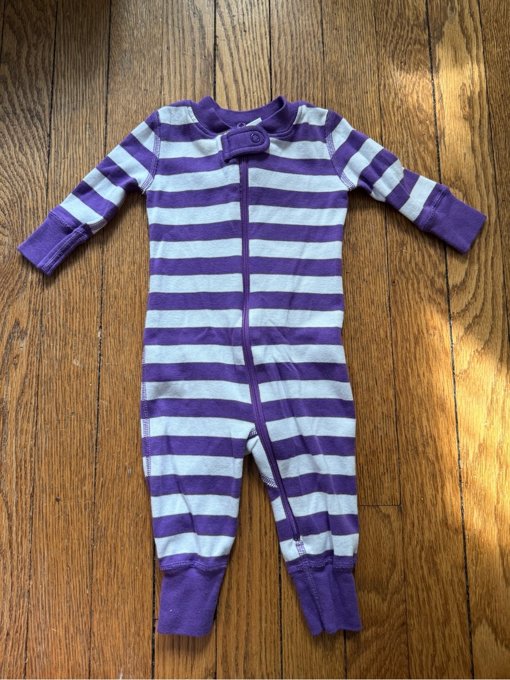 Hanna Andersson Striped Zip Footie - Size 0-3 Months